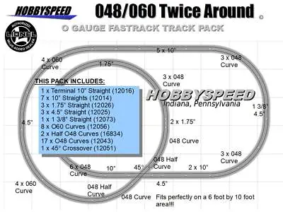 LIONEL FASTRACK O48/O60 TWICE AROUND TRACK PACK 12056 12043 12014 - 10' X 6' NEW • $248.84