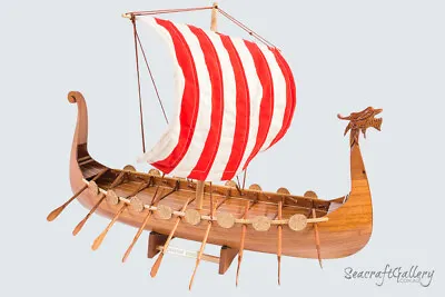 DRAKKAR VIKING Handmade Model Boat Ship 60cm Great Gift Decoration Collection • $308.19
