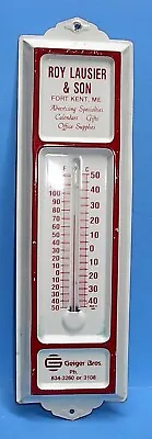 Roy Lausier & Son Fort Kent Maine Red Steel Wall Thermometer Some Old Wear • $19