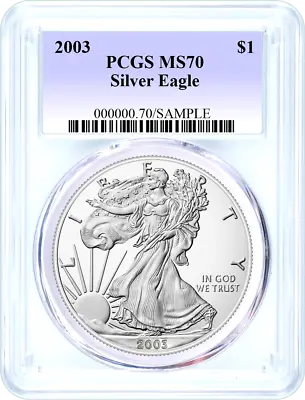 2003 $1 Silver Eagle PCGS MS70 Blue Label • $61