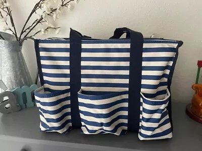 Zip Top Organizing Utility Tote Thirty One Marine Blue Stripe • $30