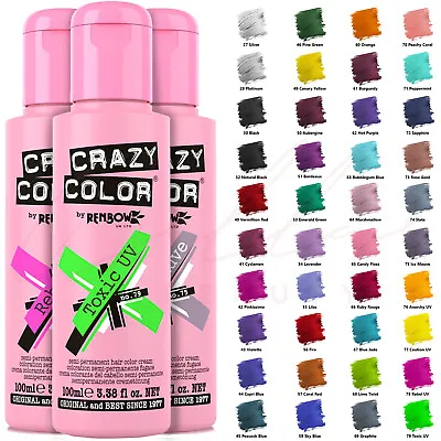 CRAZY COLOR Semi-Permanent Conditioning Hair Dye Colour Cream Tint 100ml *NEW* • £6.69