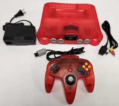 Vtg N64 Funtastic Watermelon Translucent RED Nintendo-64 Gaming Console System A • $189.95