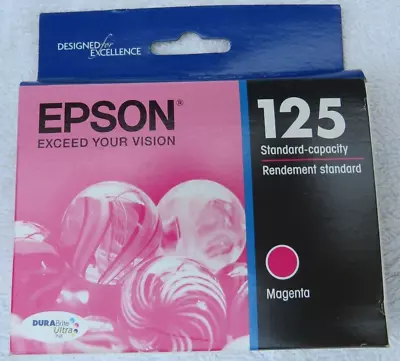 Epson 125 Magenta Ink Cartridge T125320 Genuine OEM Sealed Best Date 01/2018 • $3.52