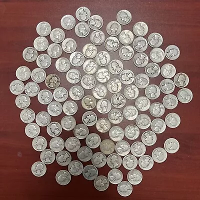 Lot Of 100 Washington 90% Silver Quarters #1 • $406