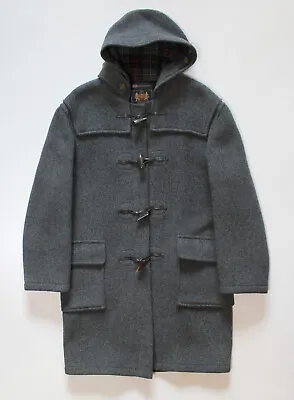 Men's GLOVERALL Duffle Coat Thick Wool (80%) Gray Plaid Lining England GB40 EU50 • $125