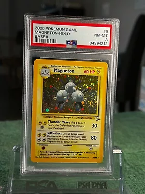 Pokémon PSA 8 Magneton Base Set 2 9/130 Holo Unlimited Holo Rare • $6.50