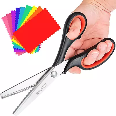 Pinking Shears Scissors For Fabric Craft Scissors Decorative Edge Zig Zag • $11.72