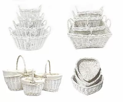 £12.99 • Buy White French Shabby Chic Wicker Easter Egg Hunt Kitchen Crafts Storage Basket