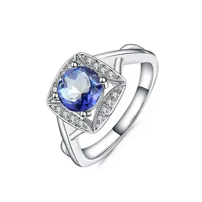 Natural Iolite Blue Mystic Quartz Gemstone 925 Sterling Silver Engagement Ring • $41.64