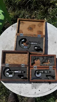 $313.61 • Buy 3 Sets Mitutoyo 114-111 112 113 V-Anvil Micrometer 0.05 -1  X 0.001  Test Bars