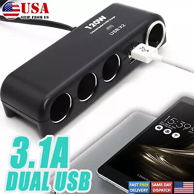 4 Way Multi Socket Car Cigarette Lighter Splitter USB 12V 120W Charger Adapter • $12.19