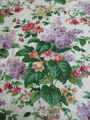  1YD VTG Greeff Schumacher Summerfield Decorator Floral Lilacs Cotton Fabric • $19.99