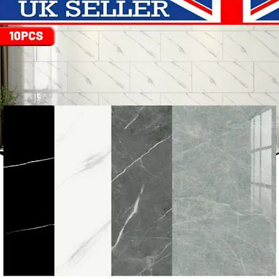 10x Self Adhesive Marble Tile Effect Sticker Kitchen Bathroom Home Wall Stickers • £13.39