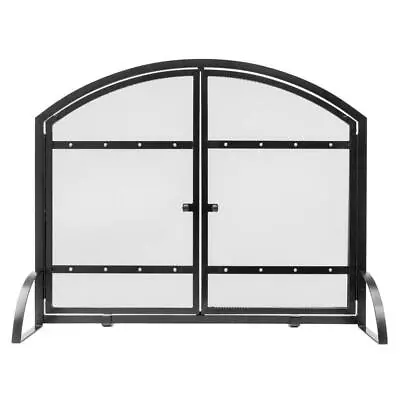 Pleasant Hearth Fireplace Screen 1-Panel Doors All-Steel Black Heavy Duty Mesh • $88.92