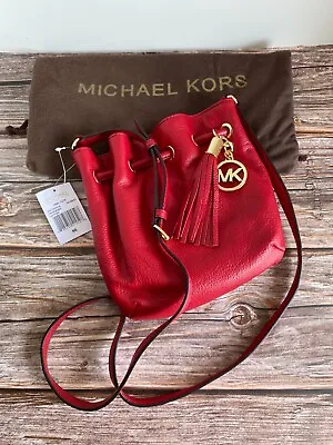 NWT Michael Kors Scarlet/ Red Leather Crossbody Ring Tote Purse Handbag Small • $68.99