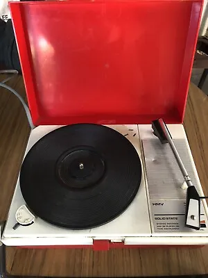 Vintage Portable Red Hmv Mercury Record Player Model Cb82 Not Working • $55