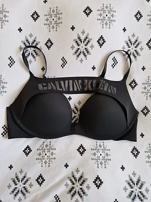 Calvin Klein 34 C Ultimate Cleavage Push Up Plunge Bra Black • £15