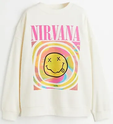 H&m Nirvana Creamy Smile Oversized Sweatshirt Jumper All Sizes Xxs Xs S M L Xl.. • £57.41