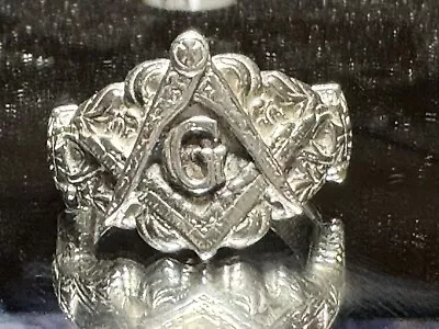 Freemason Masonic 925 Sterling Silver Men's Ring 11 Grams Size 11 USA Made • $89