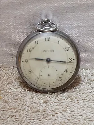 Vintage Molnija Made In Ussr Pocket Watch Runs! L@@k!! • $50