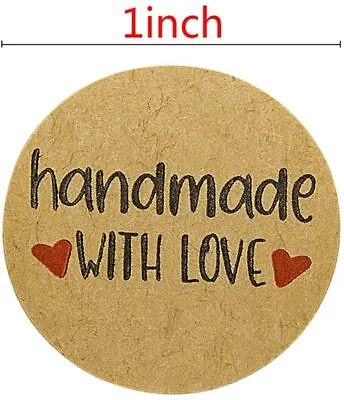 Handmade With Love Stickers Thank You Hand Made Homemade Labels Round 25mm • £2.78