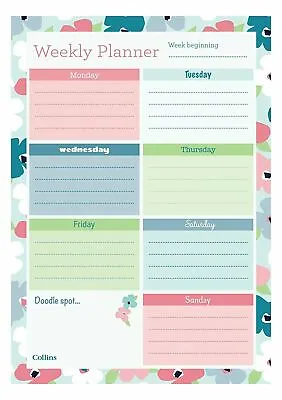 £5.49 • Buy Planner Pad Daily And Weekly Desk Pad Collins Blossom Planner Contains 60 Sheets