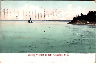 Steamer Vermont On Lake Champlain~Vintage Postcard Steam Ship ~ Pm 1908 • $2.98