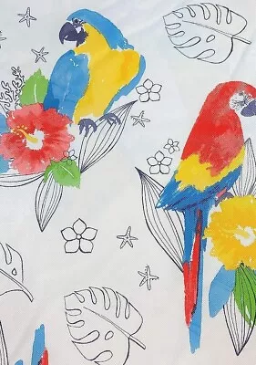 $15.68 • Buy 60 Round Summer Fun Tropical Birds Vinyl Flannel Backed Tablecloth By Elrene