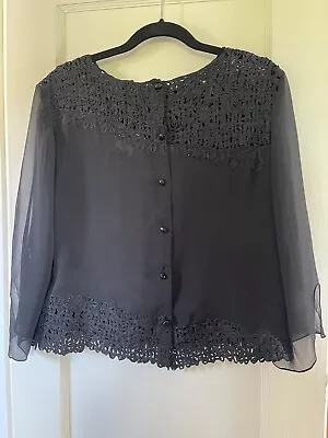 Womens Black Sheer Buttoned Blouse Size XL • $24.99