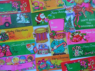 Vintage 70's 80's Christmas Gift Tags & Seal Lot ~ Retro Yummy Candy Colors • $17.95