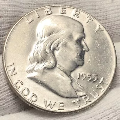 1955-P Franklin Half Dollar (M686) KEY ~ LOW MINTAGE ~ UNC/BU Blazing White • $12.50