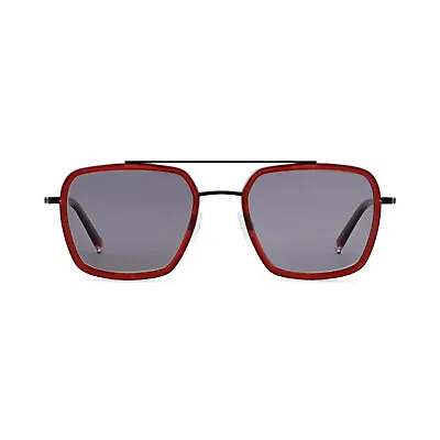 MOREL Hugh RG17 Red & Gunmetal Polarized Aviator Sunglasses Frame 54-21-145 • $160