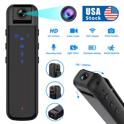 HD1080P Video Audio DVR Clip IR Night Cam WIFI Camcorder Mini Police Body Camera • $29.99