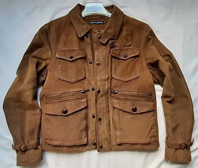 Ralph Lauren Leather Jacket. Chocolate Brown Suede Blue Label Moto. Size: 12 • $325