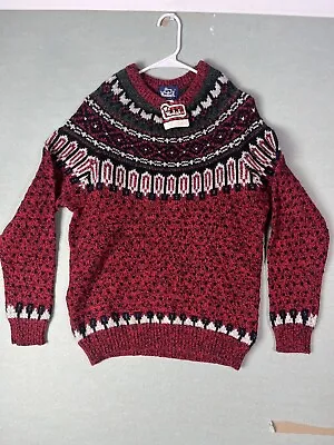 Woolrich Vintage Ugly Christmas Wool Icelandic Red Pullover Sweater Large NWT • $33.99