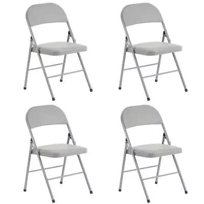 Set Of 4 Commercial Metal Frame Folding Chairs Stackable Picnic Party Gray • $62.95