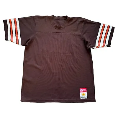 VTG Cleveland Browns Sand Knit NFL Jersey Blank Mens XL Brown USA Made • $39.99