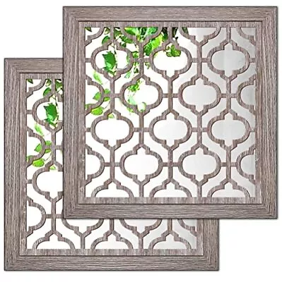 2pcs Set Square Moroccan Cutout Wall Mirror Decor - Farmhouse Rustic Decorati... • $32.13