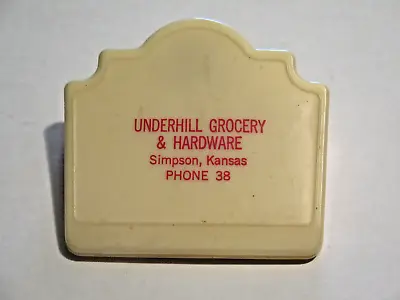 Vintage Underhill Grocery & Hardware Plastic Paper Clip Simpson Ks Phone 38 • $6.50