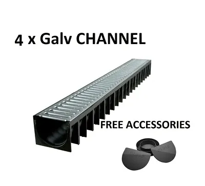 £42.99 • Buy DRAINAGE CHANNEL DRIVEWAY & PATIOS 4mtr GALV GRATING INC FREE ACCESSORIES
