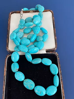 Vintage Long Turquoise Bead Necklace Knotted 32 Inches Long • $43.52