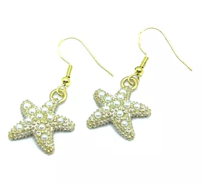 Brighton Calypso Starfish Gold Seashells With Pearls Ocean Sea Custom Earrings • $28.95