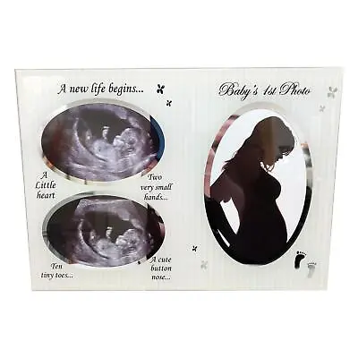 Glass Baby Scan Photo Frame Keepsake - 2 Scans And Baby's 1st Photo • £7.89