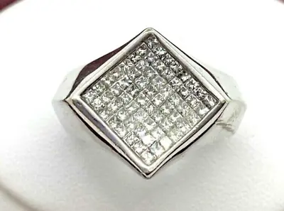 Mens Princess Cut Diamond Pinky Ring 14k Solid White Gold 13.1 Grams Size 8.5 • $1000
