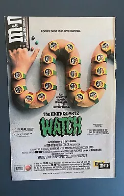 MARS CANDIES M&M's CHOCOLATE CANDY WRIST WATCH PRINT AD~ ORIGINAL VINTAGE 1987 • $6.99