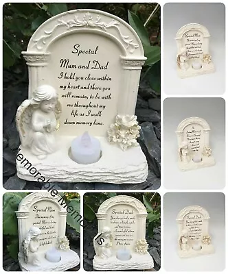 Memorial Angel Flickering Light Graveside Plaque Garden Ornament Archway Verse • £14.95