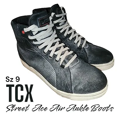 TCX Sz 9 STREET ACE AIR Anthracite Lace Up Hi Top Charcoal Gray Motorcycle Boots • $39.77