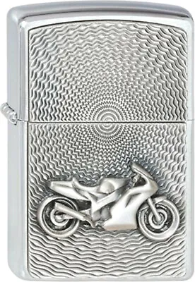 Zippo Original Lighter Regular/Brushed Chrome Emblem Bike / Case • $72.68