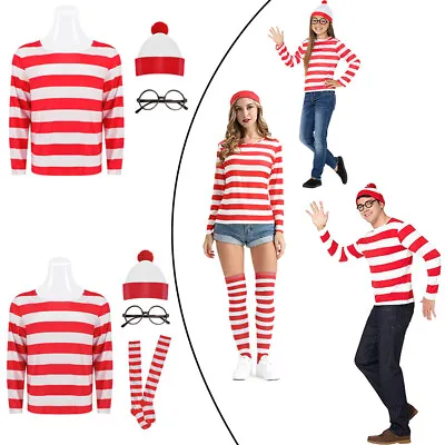 Where's Wally Wenda Costume World Book Day Fancy Dress Kids Adult Party Outfit • £17.68